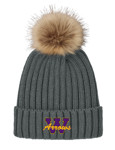 Arrows Faux Fur Pom Beanie